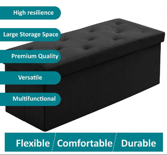 Premium Foldable Velvet Designed Storage Ottoman Water proof Space saver