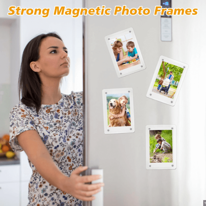 Magnetic Fridge Frames-Transparent Magnetic Acrylic Picture Frame Clear Frameless Memos for office and Refrigerator 3x4 inches each