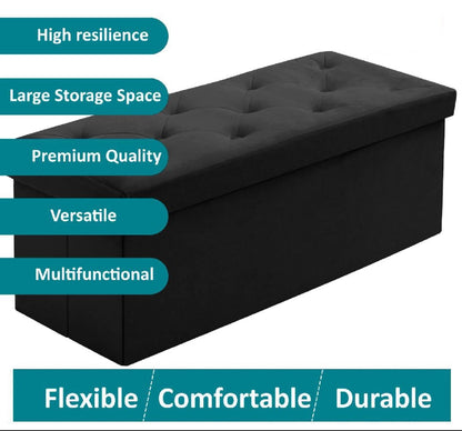 Premium Foldable Velvet Designed Storage Ottoman Water proof Space saver