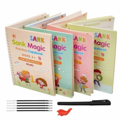 Kids Magic Practice Book Set of 4-Kids learning for Home and school with 10 refill pens